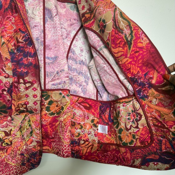 VTG‎ 90s Women Whimsical Jacket XL Pink Floral Multicolor Full Zip Boho Artsy - Picture 7 of 9